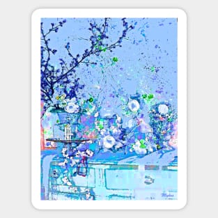 Blue Floral Impression Vintage Sticker